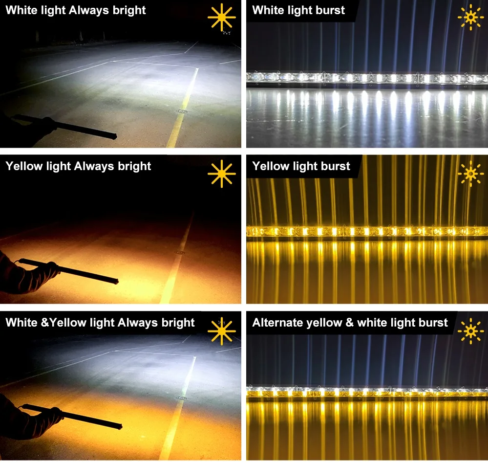 Barre Lumineuse LED 6D Pour UTV/moto Tout-terrain - 30W, Blanc Ou Jaune, 17,78 Cm, étanche - 2