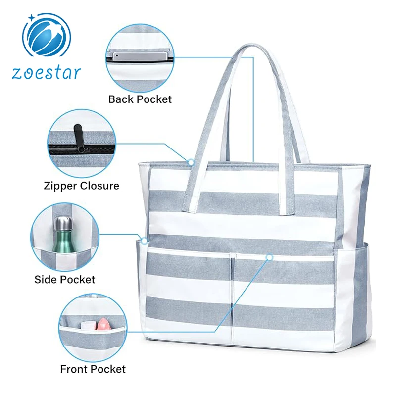 Wholesale Beach Tote Bags for Women Waterproof sand prevention Swim Pool Bag Large Capacity Beach Bag with Wet Pocket manufacture