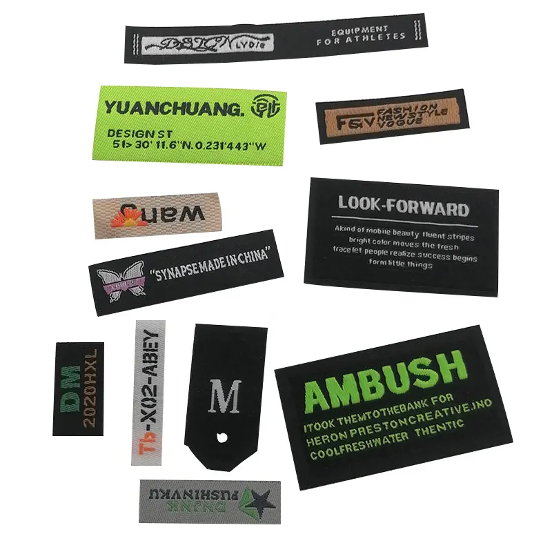 Custom Private Logo Neck Woven Clothes Tags Labels For Apparel Clothing