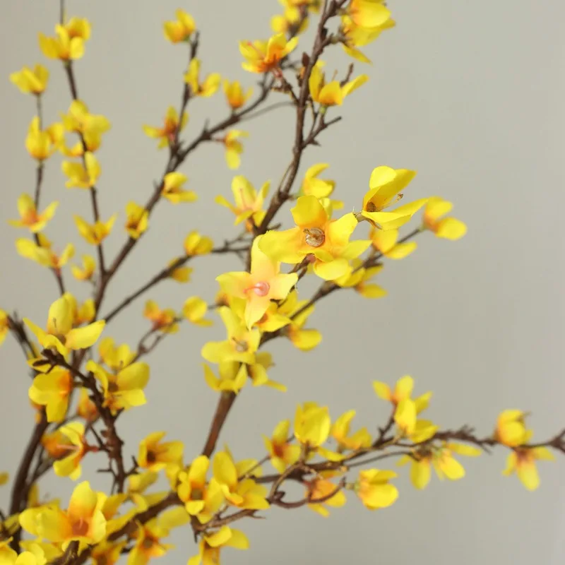 Hot Sale Large Artificial Yellow Spring Forsythia Flower Branch Silk ...