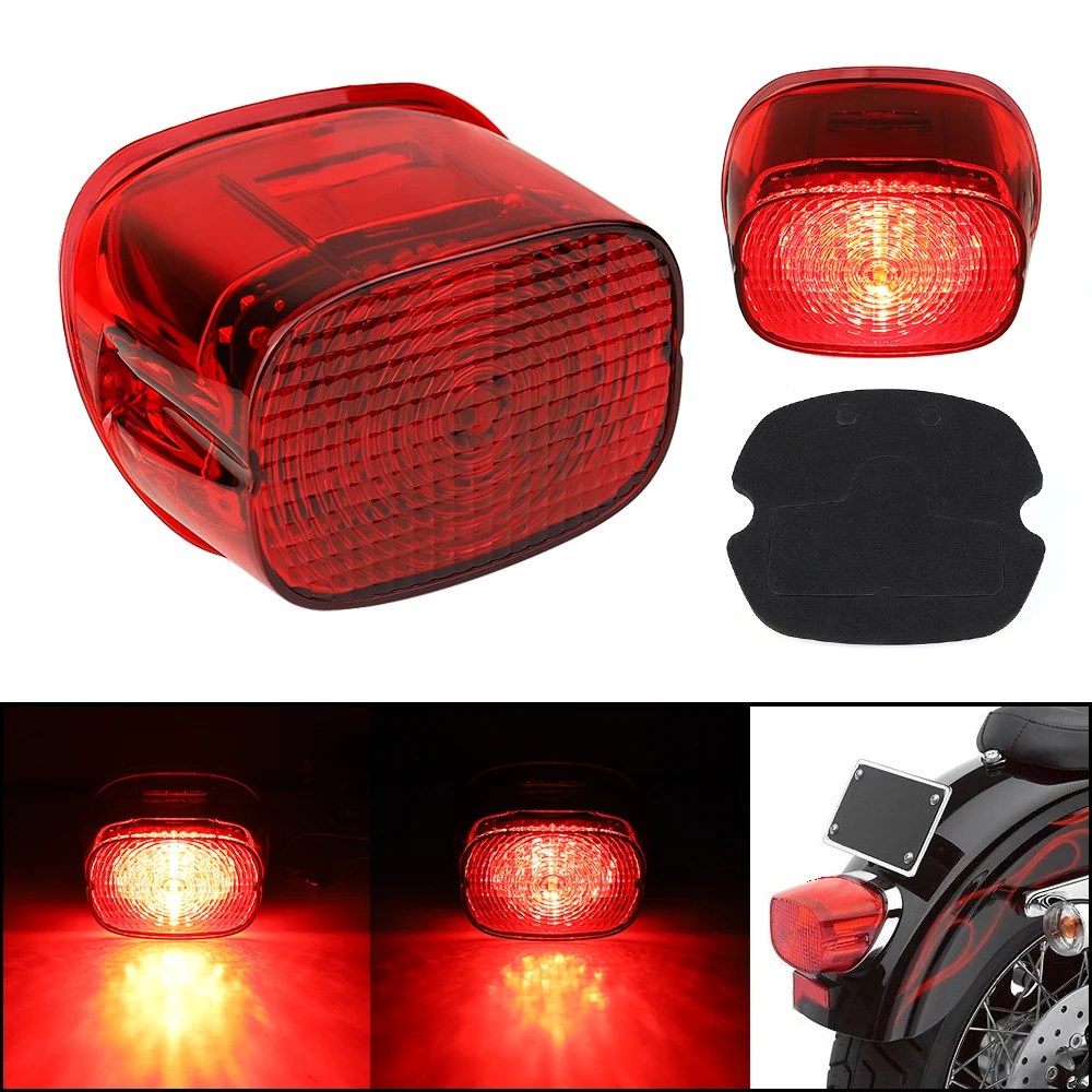 AUKMA Red Housing Tail Brake Light OEM Squareback Taillight Fits for 1999-Up Big Twin Motorcycle