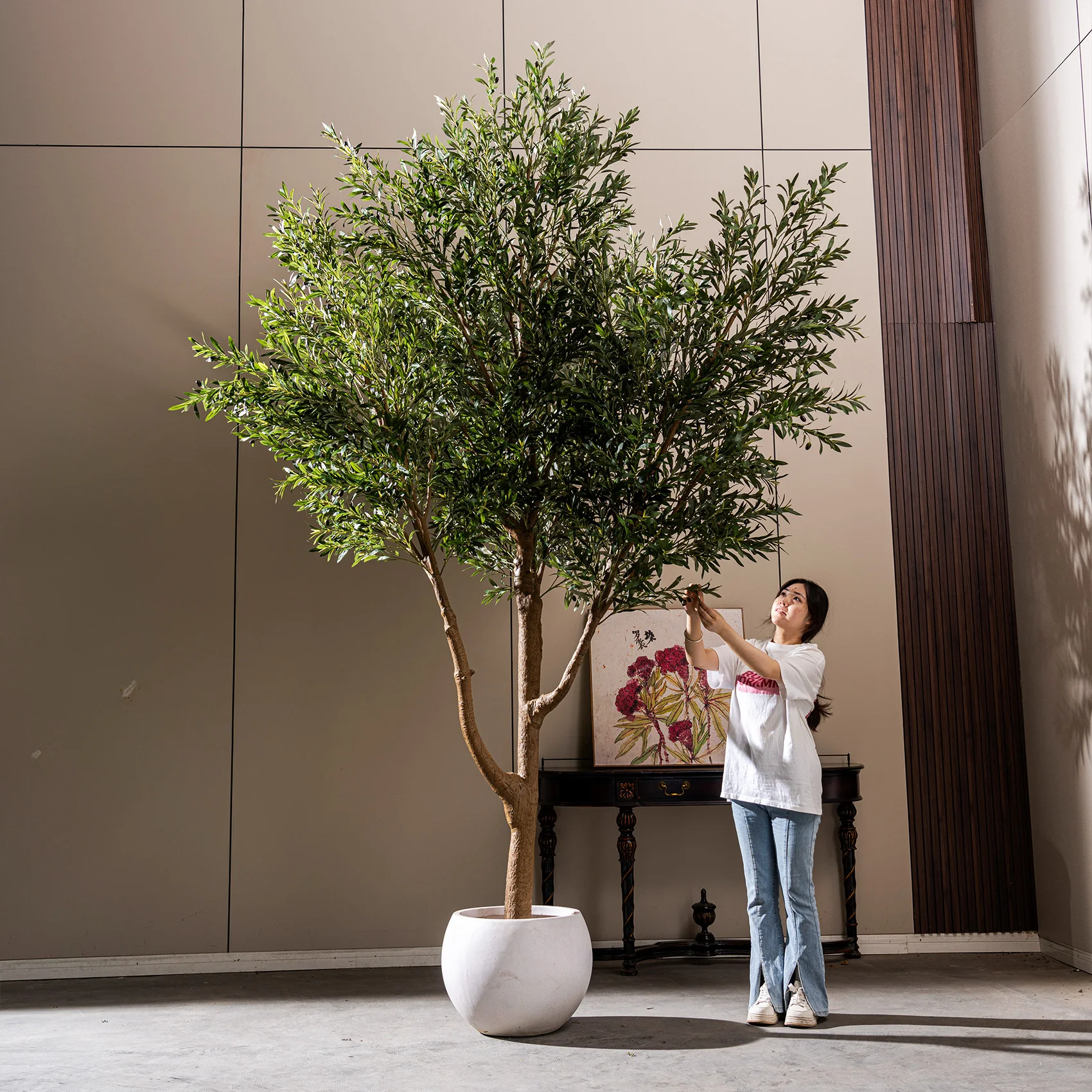 Large 210 cm Anti-Ultraviolet Artificial Olive Tree Bonsai Plant Plastic Outdoor Garden Supplies for Birthday Celebration