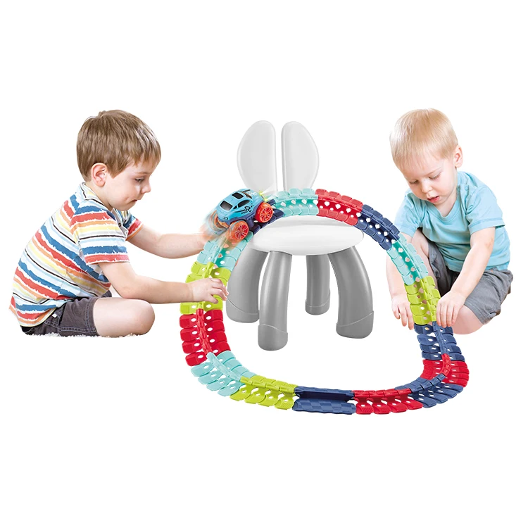 DIY 46pcs Changeable Assembling Flexible Racing Tracks With Electric LED Light Rail Slot Car Toy Sets