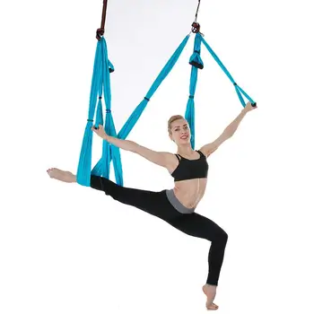 Divtop Flying Yoga Hammock Set Antigravity Aerial Yoga Swing with Inversion Tool Nylon Material for Studio Use