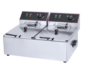 2 Tank 2 Baskets Mechanical Temperature Range 0-190°C Capacity 2x6L Power 2x2500W Model HEF-6L-2 Electric Deep Fat Fryer