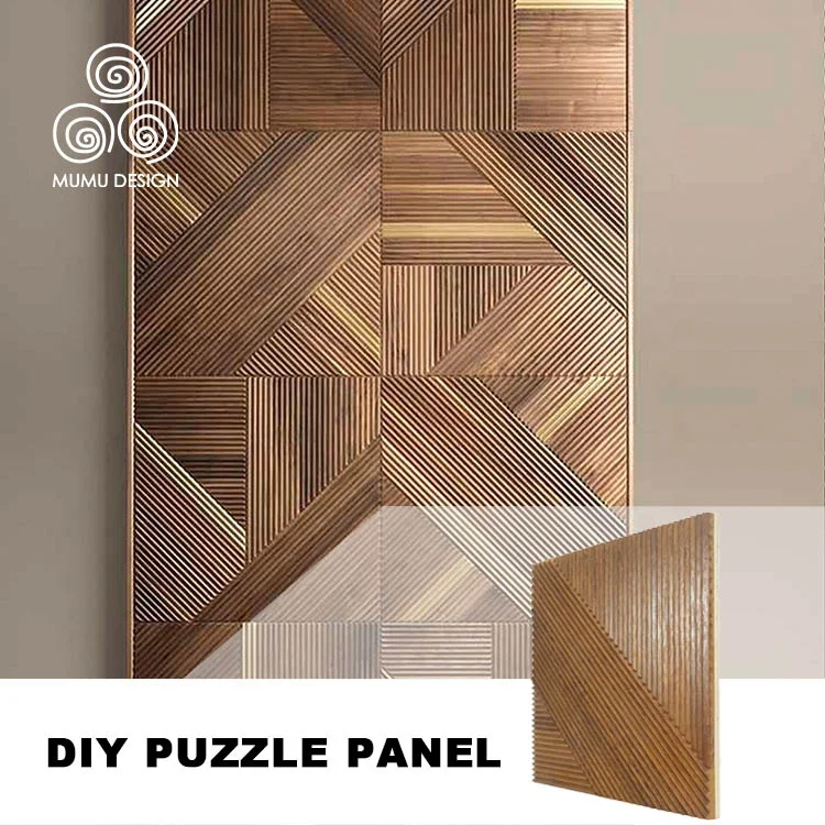 MUMU 3D Models Vintage Design Decorative Thailand Vertical Carved Home Theatre Solid Wood Wall Panel