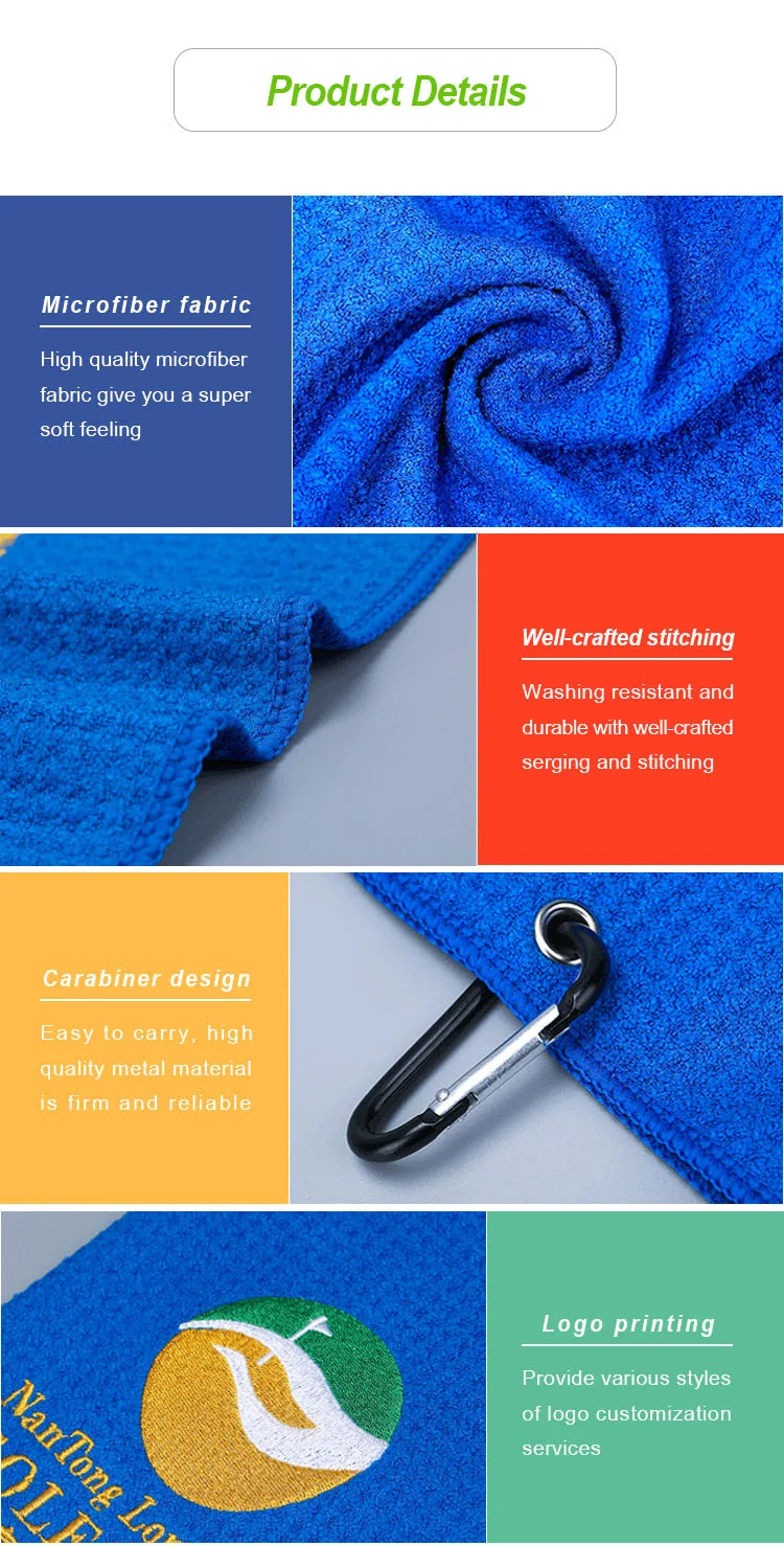 Microfiber Waffle Golf Ball Towels Cleaning Towel Custom Logo Golf Accessories Sublimation Golf Towels With Grommet and Hook factory