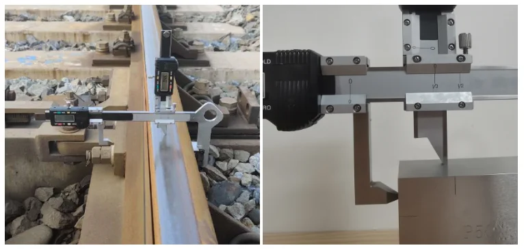 Sliding Digital Rail Head Wear Measuring Gauge for measuring the wear of rail and the side wear value of the wing rail.