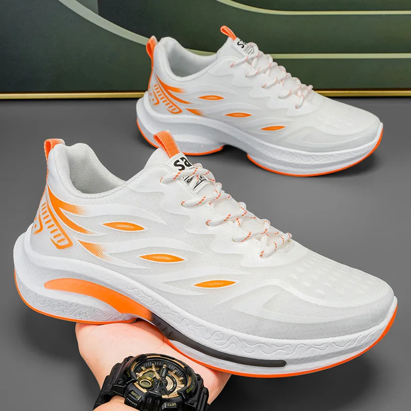 2026 Summer New Trendy Men's Breathable Mesh Sports Shoes Youth Leisure Running Student Lightweight Dad Lace-Up Closure EVA