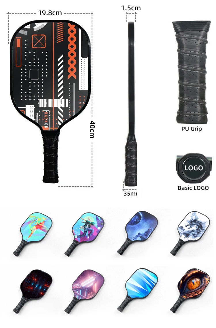 Custom Pattern Pickleball Paddle Outdoor 3k 18k T300 T300 Carbon Fiber