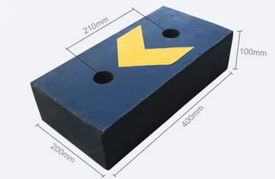 High Quality 400*200*100mm Reflective Rubber Truck Parking Buffer Block Dock Leveler Bumper with Two Mounting Holes factory