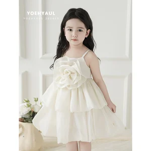 YOEHYAUL LX0285 Large 3D Cotton Lined Girl Child Pageant Party Dress Elegant Child Strapper Princess Dress Age 8