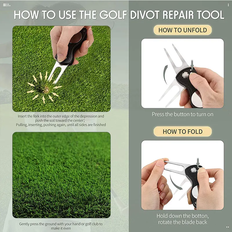 Hot Selling Metal Retractable Switch Blade Stainless Steel Golf Divot