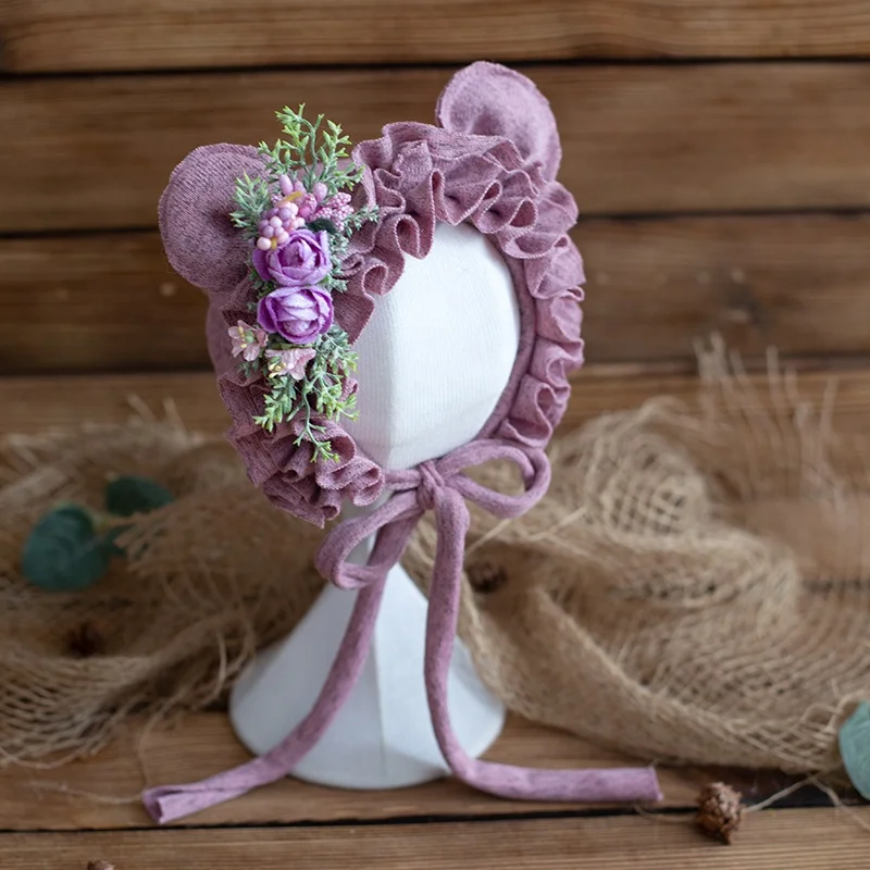 Для новорожденных животных игрушечная шапка комплект для фотосъемки шапочка с медвежьими ушками ручной работы игрушка наряд