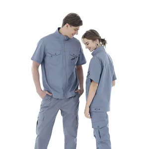 Customized Summer Short Sleeve Anti-Static Breathable Cotton Work Coverall for Drivers & Mechanics Flame-Retardant Quick Dry
