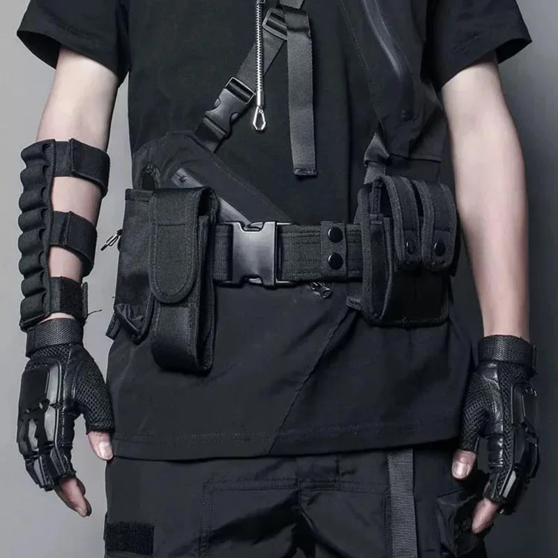 Lightweight Detachable Outdoor Multifunctional Tactical Belt Men Punk Hip Hop Nylon Waist Belt Bag Functional Security