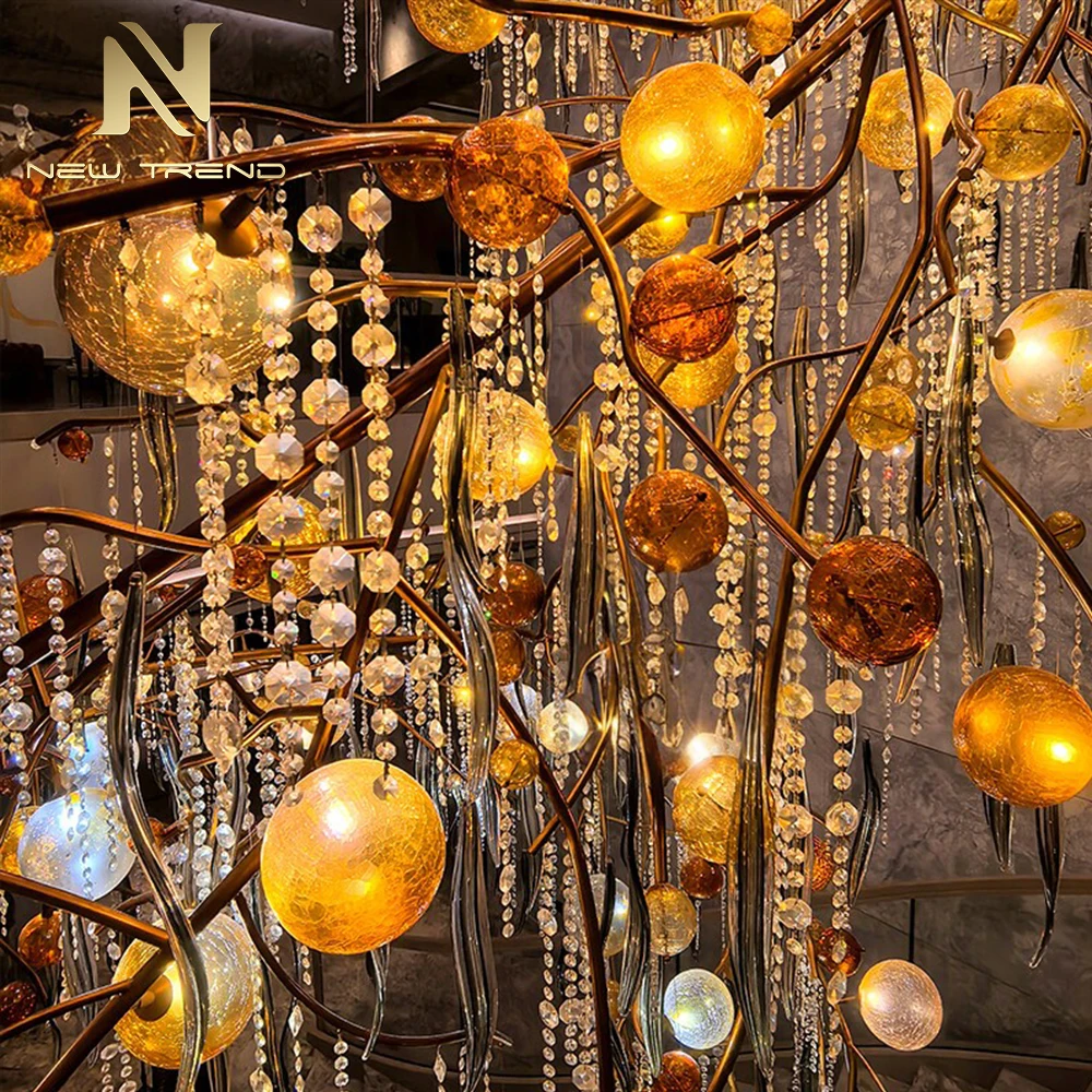 CPL-484 Bespoke K9 Crystal Branch Chandelier – Modern LED Project Lighting for Commercial Hotel & Club