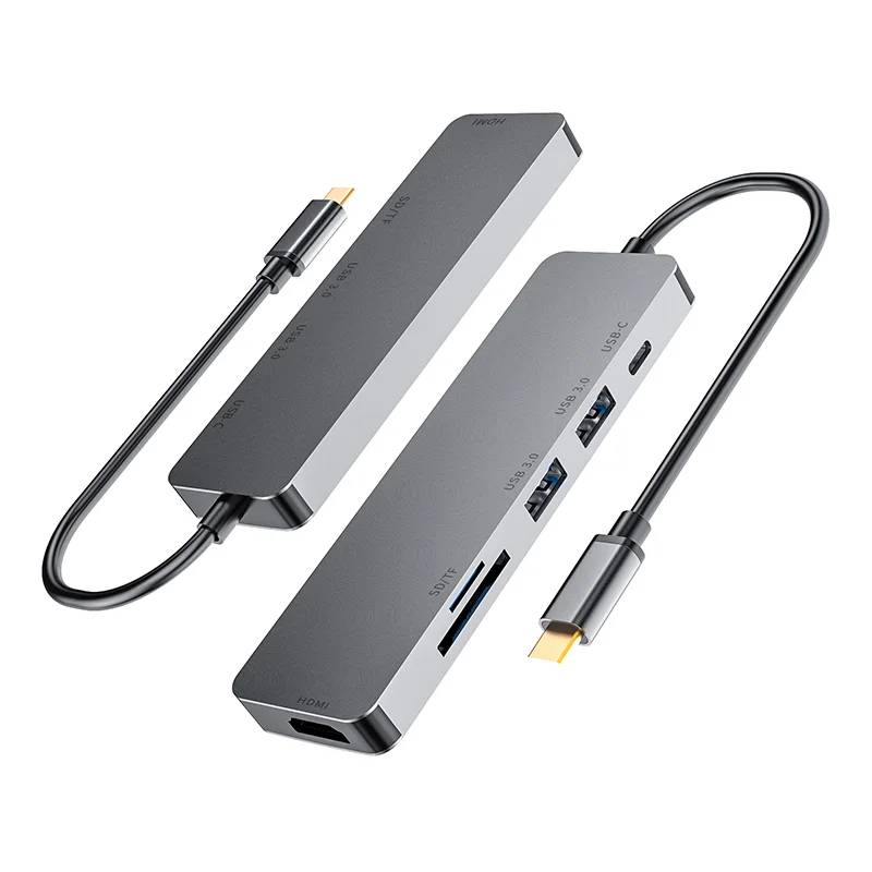 铝合金6 合1 Usb C型集线器hd Mi Pd 1 Sd Tf读卡器usb 3 0 2 Macbook Pro Buy Usb充电器 集线器 适用于macbook Pro的枢纽 Usb集线器供电