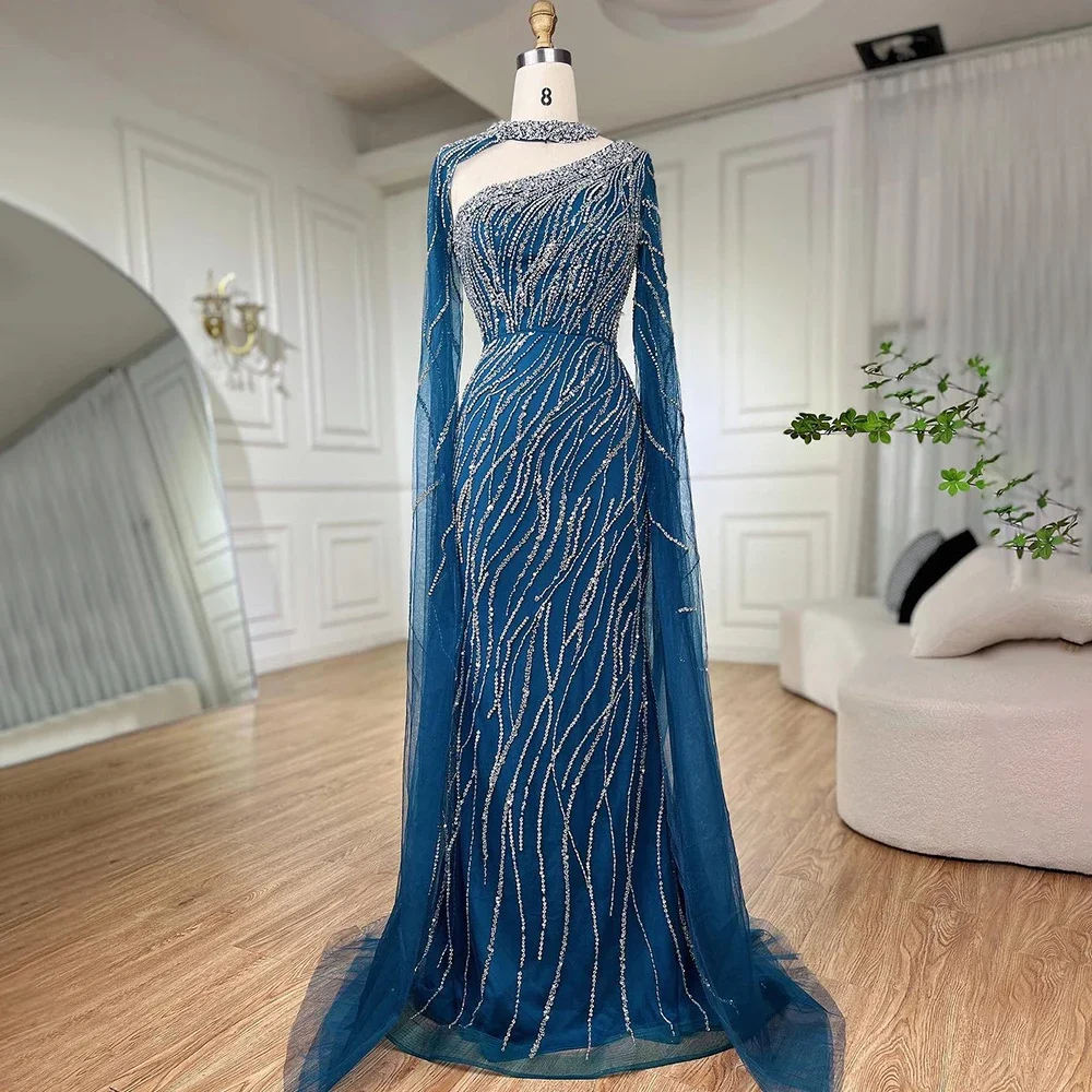 luxury evening dress Luxury Beaded Lilac Halter One Shoulder Evening Dress SS329