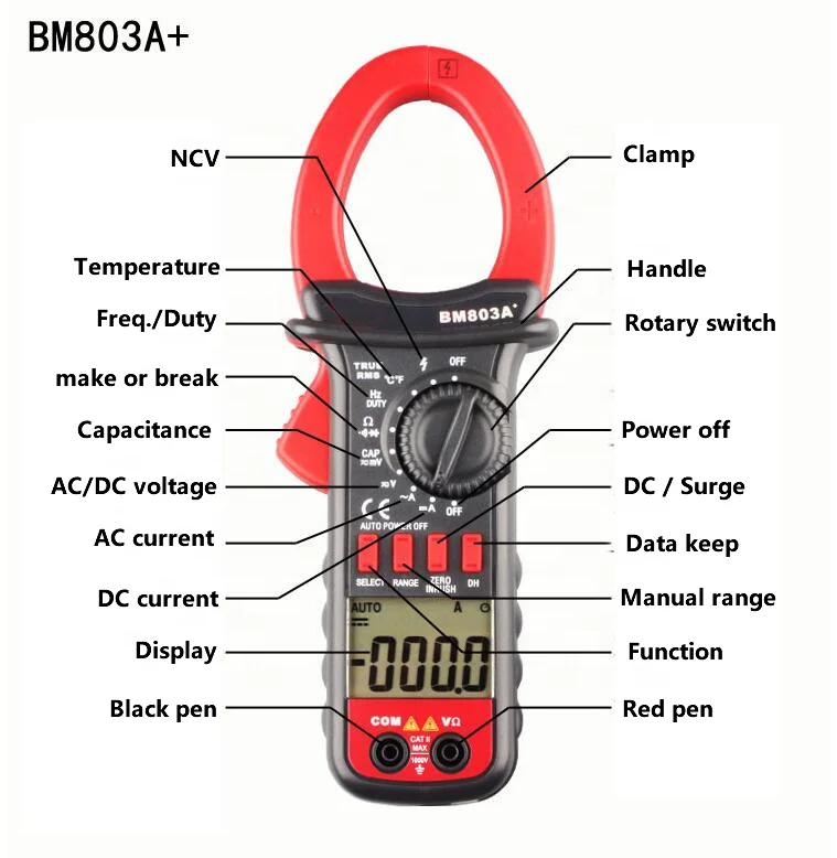 
 BM803A + AC/DC напряжение переменного тока туры, измеряющий среднеквадратическое значение тока 1000A Клещи и постоянной ёмкости, универсальный конденсатор напряжения тока функция  