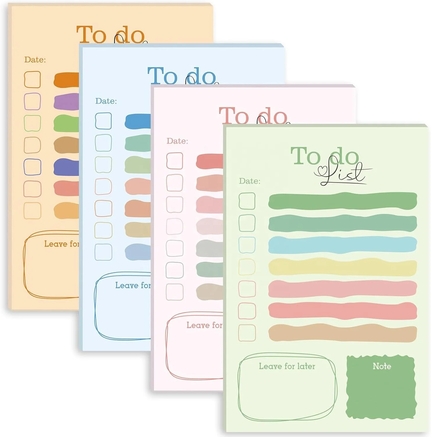 Multicolor Lined Sticky Notes 50 Sheets Rainbow Color to Do List Notepad Portable Daily Reminder Planner List Kawaii Stationery