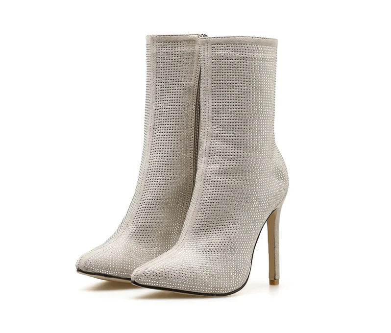 suede diamante ankle boots