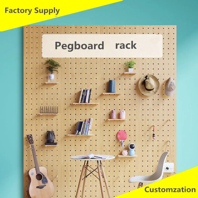 Wooden Pegboard Home Decorative Storage Rack Shelf Display Bamboo Peg