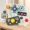 Wood color simulated busy steering wheel