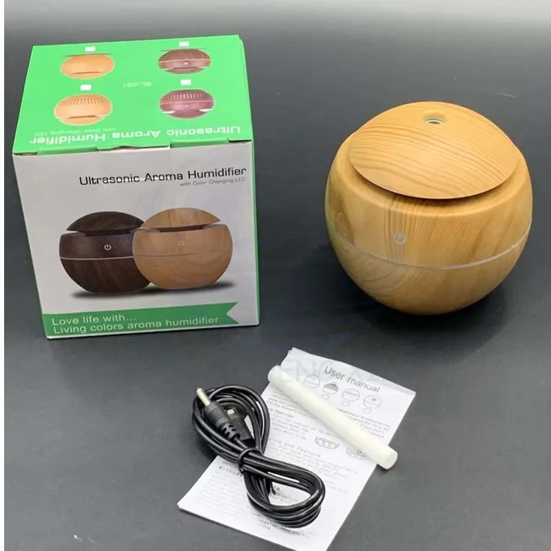 Creative Round Spray Mushroom Humidifier Mute Usb Air Humidifier Aromatherapy Ambient Light Wood Grain Humidifier 7