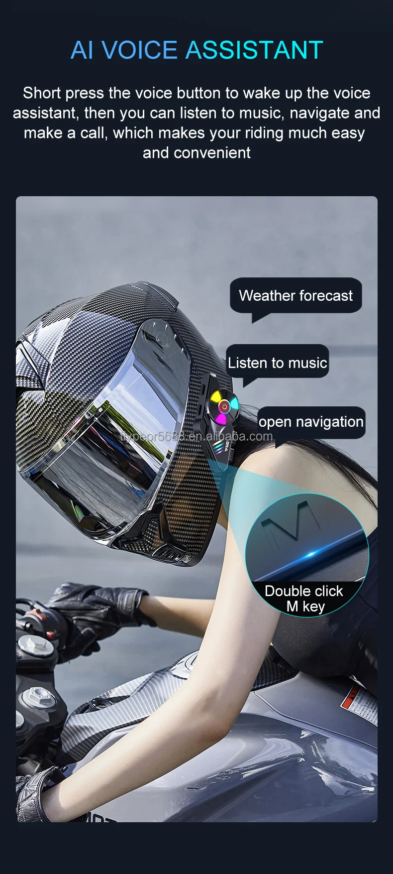 product tiypeor wireless waterproof dustproof helmet earphones support hands free calling connected two mobile phones long battery life-6