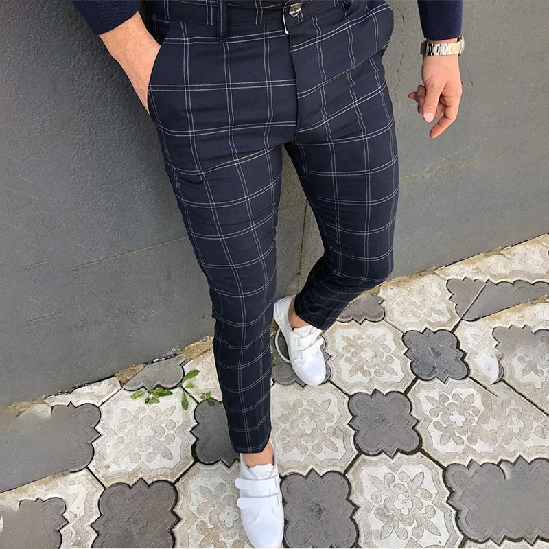 Mens Striped Dress Pants - Slim Fit & Travel Friendly