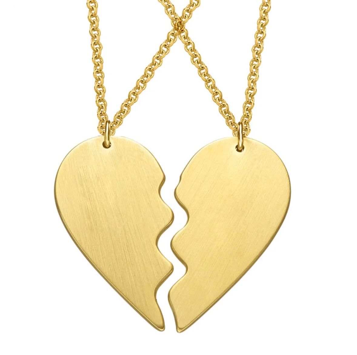 Golden Peacock Silver Two Piece Heart Shaped Love You Couples Necklace Set