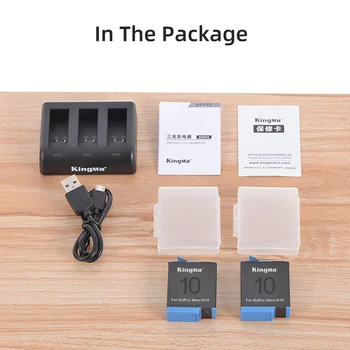 Kingma-	BM060-AHDBT-901+ Battery Kit Lithium Battery (Two Pack) and Triple Usb Charger for Gopro Hero 12 11 10 9 Camera product image
