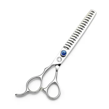 7 Inch Blue Crystal Screw Left-Handed Fish Bone Scissors Sustainable Stainless Steel Grooming Tools