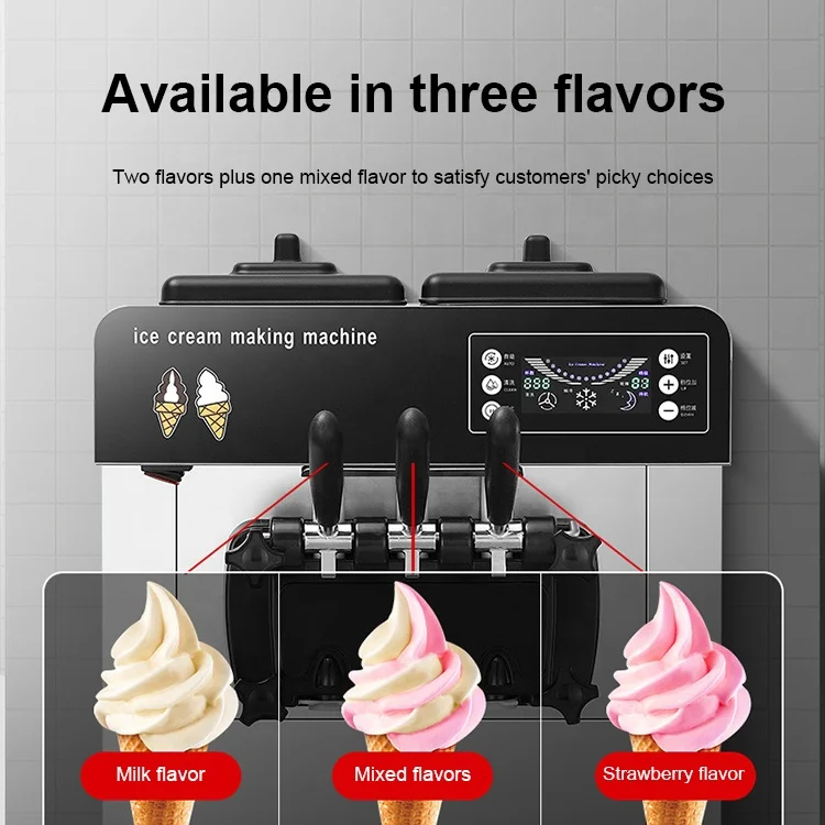 Large Capacity Commercial Desktop Vertical  3-minute Secondary Molding Ice Cream Machine Maker Gelato Soft Ice Cream Machine