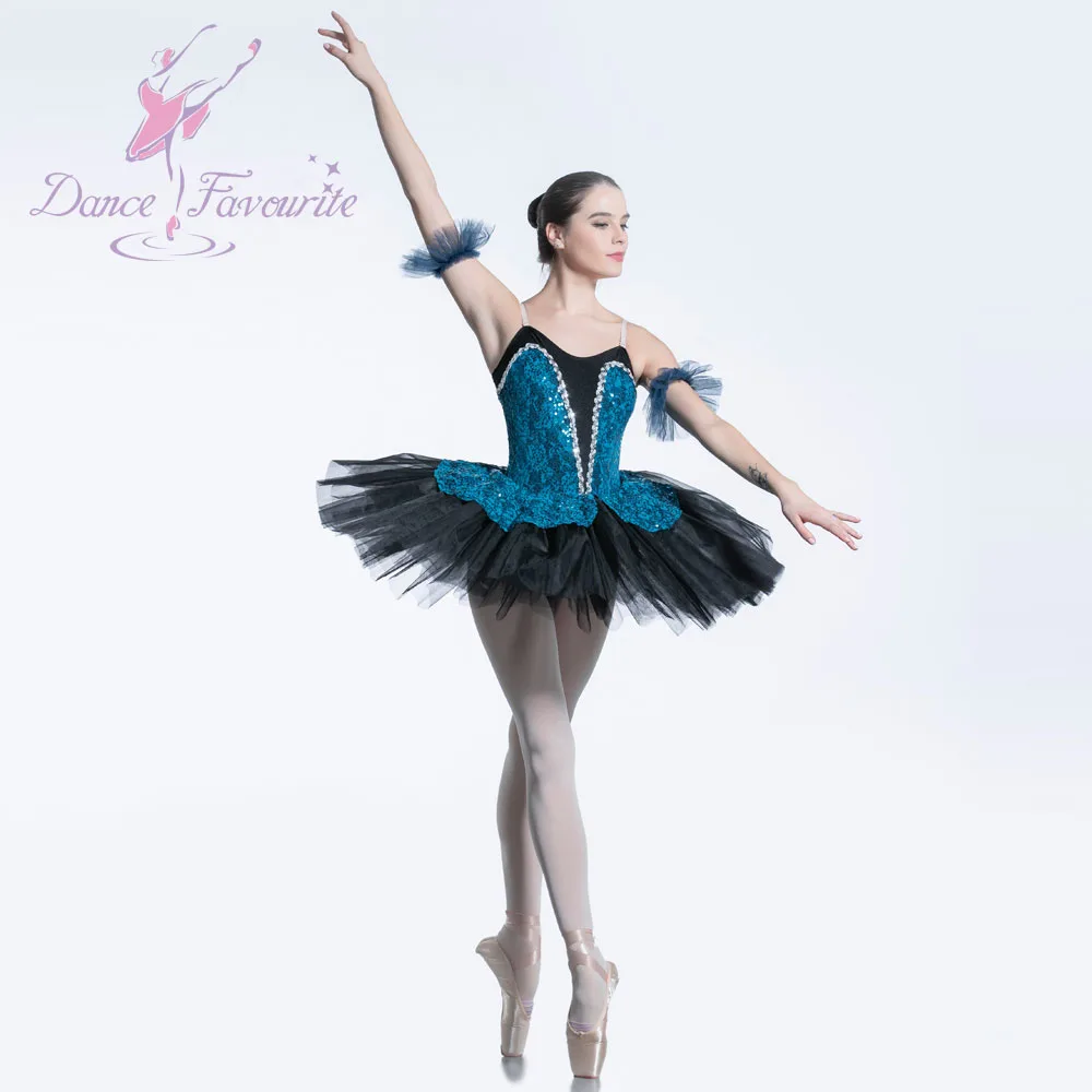 Long Tutu Ballet Dance Costume Lace Up Front Black Lace 5 colors girls sizes 