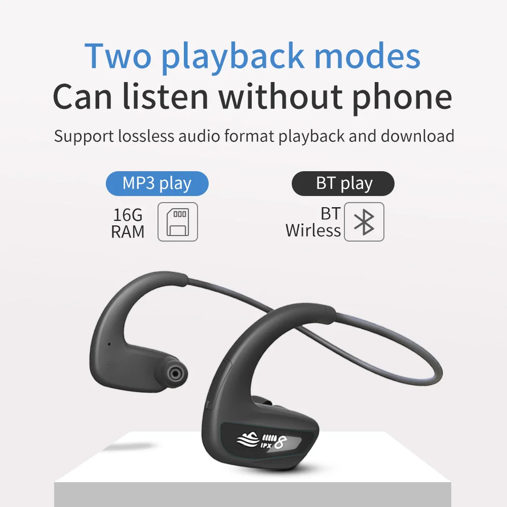 16GB de Memoria Integrada Reproductor de MP3 Bluetooth Auriculares Para  Correr IPX7 Impermeable Deportes Inalámbricos Estéreo Auriculares (Negro) :  : Electrónicos