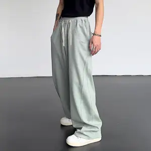 Retro High-waisted Wide-leg Spring Autumn Sportswear Pants for Men & Women Solid Color Breathable Oversized Casual Trousers