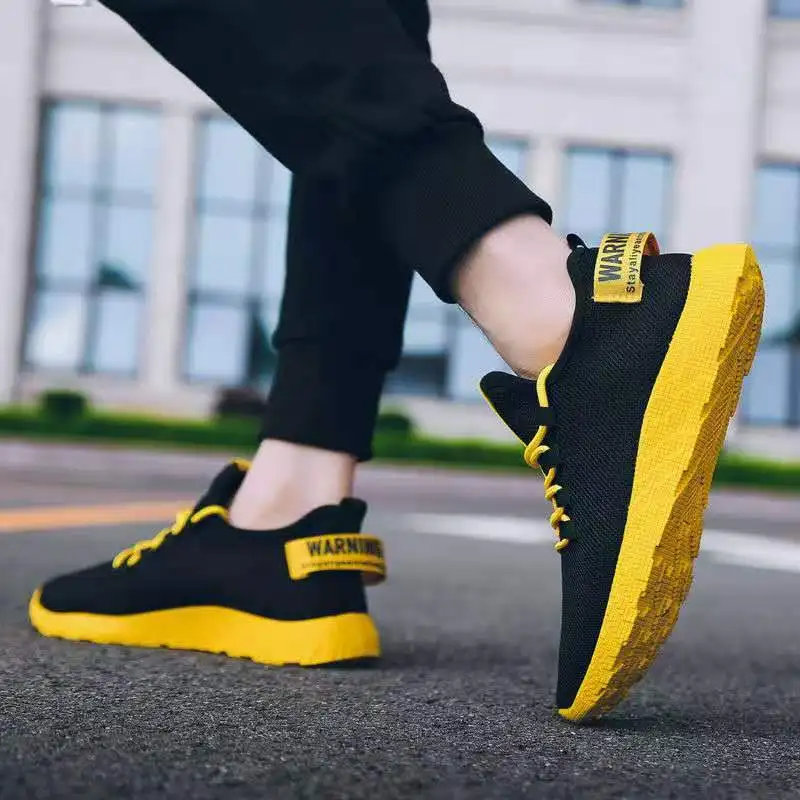 STOCK New Summer Men Popular Breathable Mesh Platform Sneakers Light Weight Plastic Outsole Fashion Lace-up Shoes