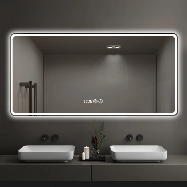 Smart Mirror Illuminated Wall Hanging Environmental Wall Mounted 3-5mm Touch Sensor Switch Barbershop Wifi Speaker Led Lighted