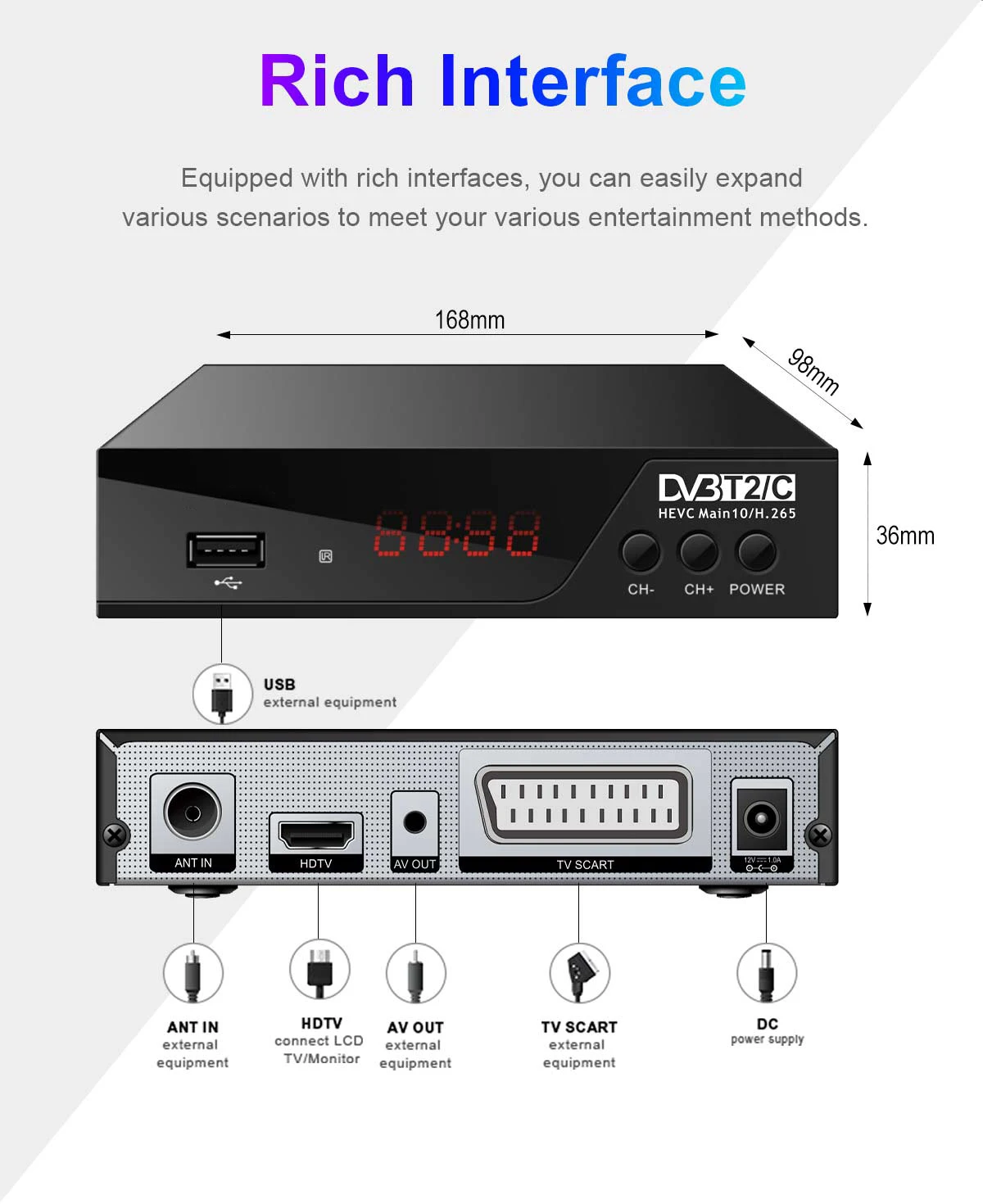 odm factory stb multi languages  free to air meecast hd hevc h265 dvb t2 receiver set top box-57