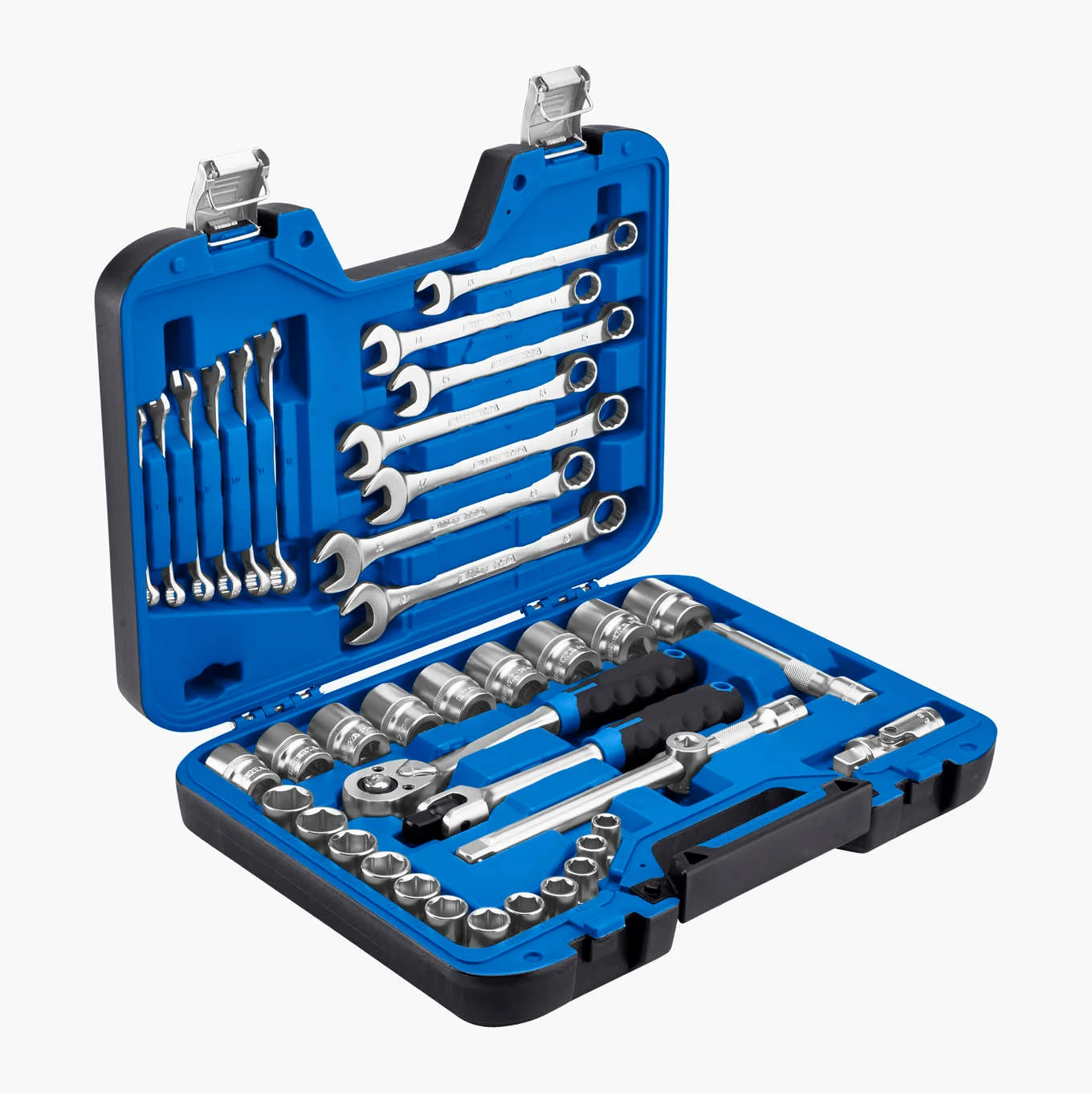 Highquality Tool Set With Sockets And Open Wrenches With 1/2 Ratchet