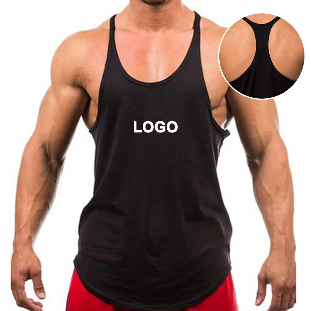 Sublimation Blank Print Logo Adult Singlets Sleeveless Shirts Gym Vest Wholesale Basic Muscle Fitted Y Back Tank Tops for Men
