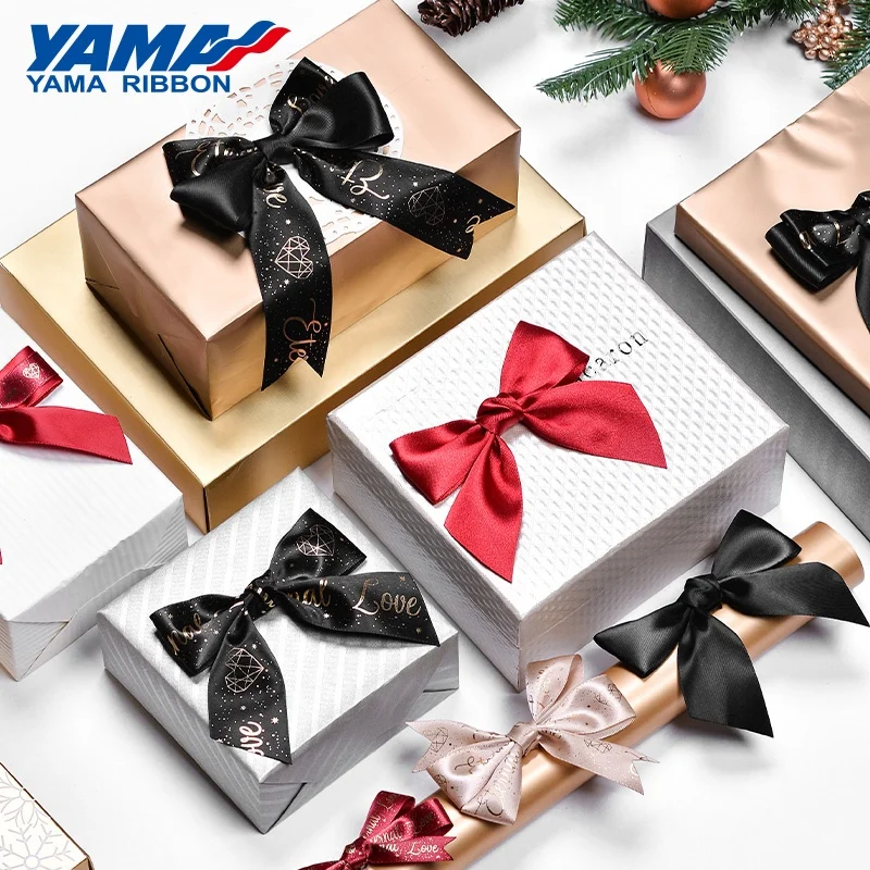 Yama Factory Custom Size Satin Bows Pre Tied Gift Ribbon Bows With Elastic Loop