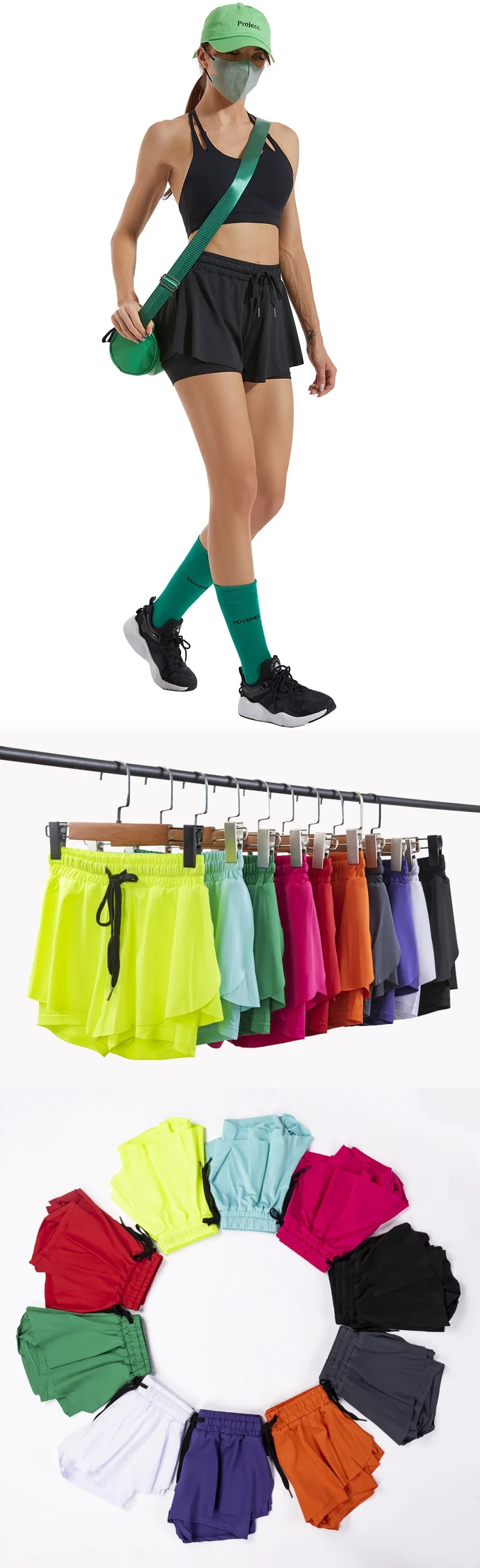 product summer y2k style women fitness yoga pants lounge sexy 2 in one tennis gym running breathable athletic shorts casual gym shorts-56