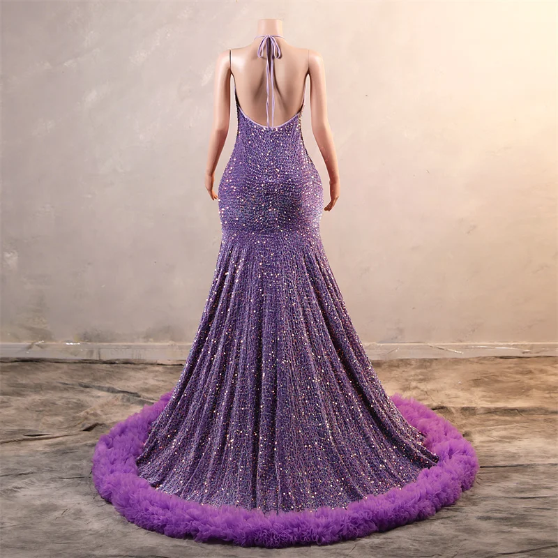 open lace back dress Mermaid Purple Blue Black Girls Slay Elegant Evening Modest Long Prom   bridalsew