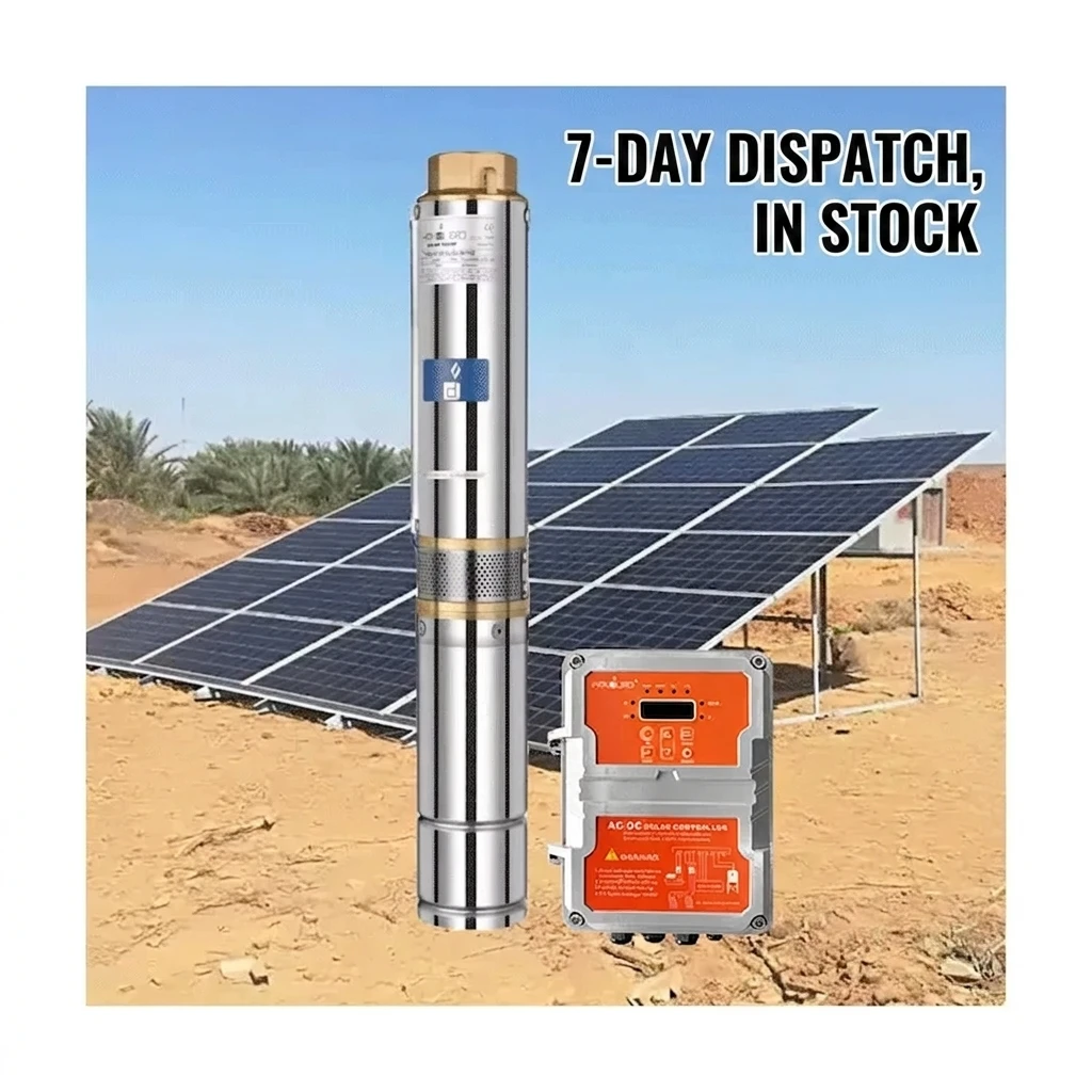 Pompe Solaire Submersible 400W 3 Pouces – Avec Contrôleur MPPT, Débit 3000L/H, Hauteur 47m