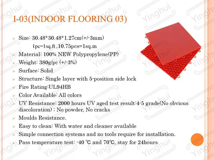 Indoor Modular Sport Courts Solid Surface Anti Slip Volleyball Flooring Table Tennis Floor PP Tiles