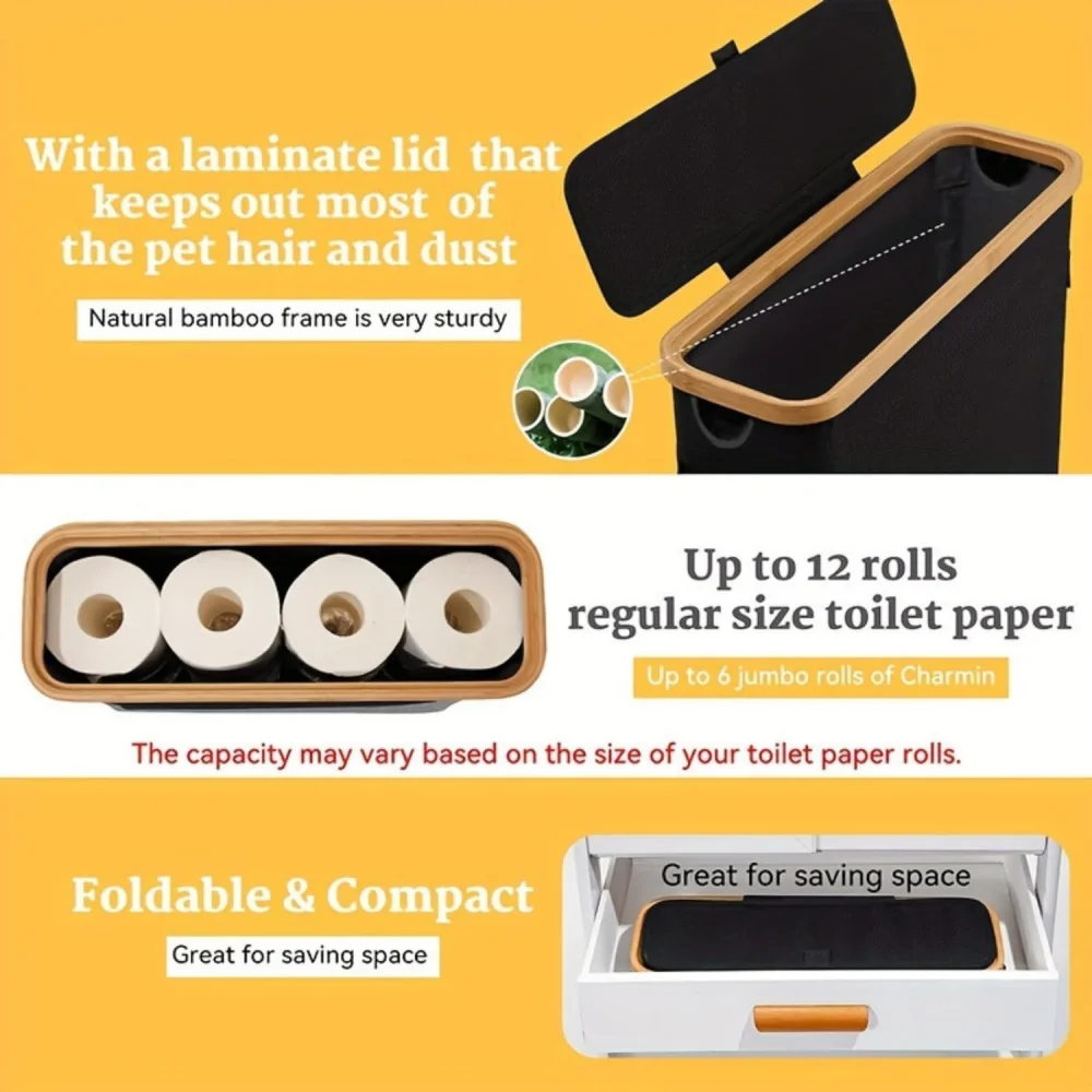 Oversized Toilet Paper Storage with Lid Toilet Paper Roll Storage Basket Fabric Paper Towel Tube Storage Basket