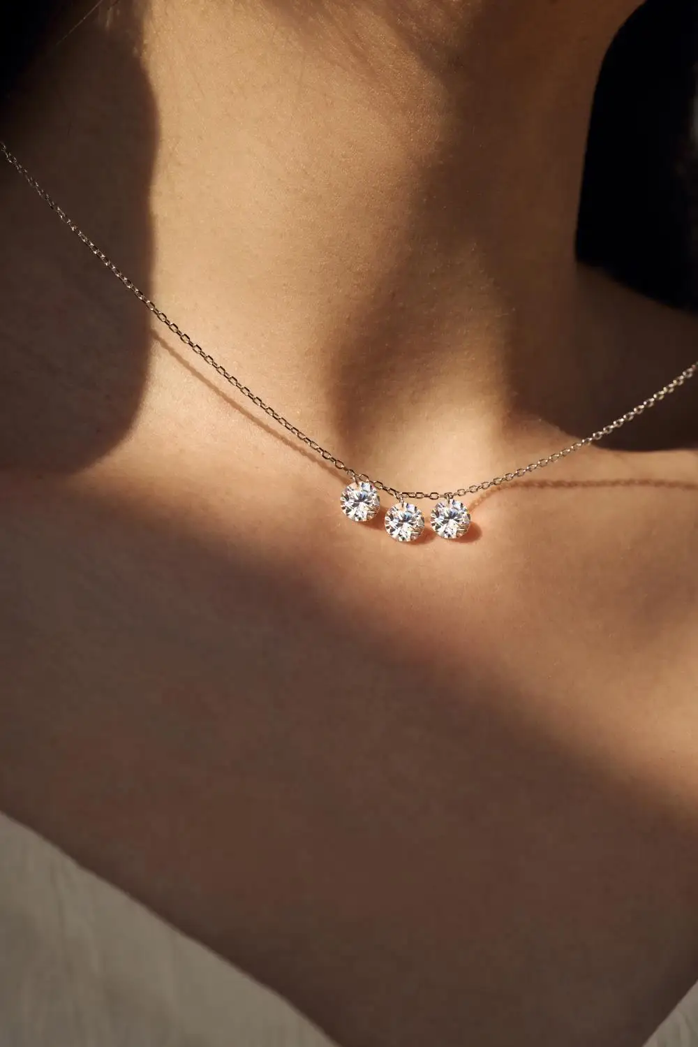 KAKODIY 925 Sterling Silver Engagement Wedding Jewelry for Women 3 Zircon Stone Pendant Necklace detail 2
